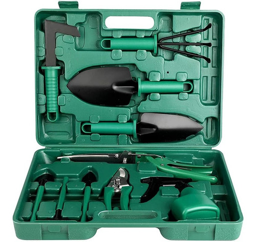 Kit Para Jardinagem Tesoura Poda 10 Peças Com Maleta