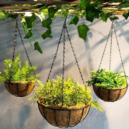 Vaso Pendurar 35cm Pendente Ferro Fibra Coco