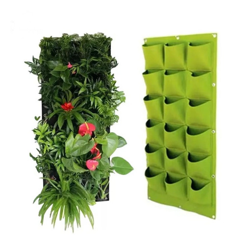 Jardim Vertical 18 Bolsos Pendurado Plantador De Parede 50x100