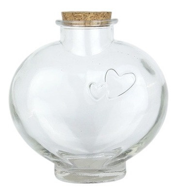 Frasco Coração C/ Cortiça Enfeite Lembrancinha 400ml