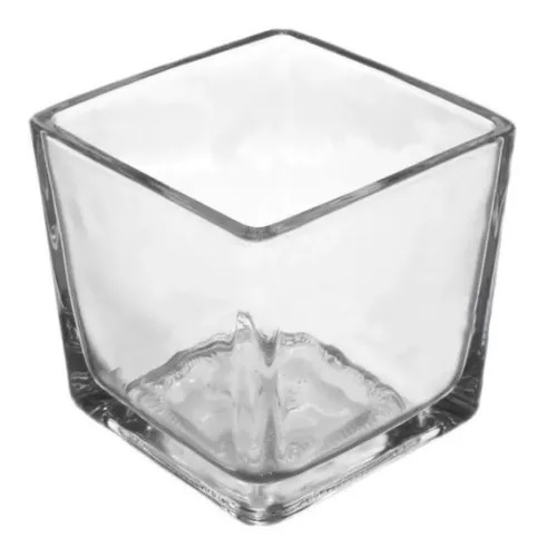 Vaso Vidro Quadrado Decorativo Arranjo Floral 10x10cm