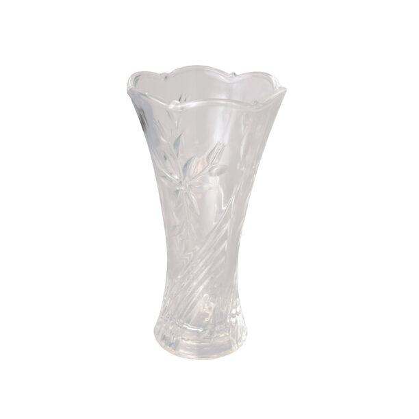 Vaso De Vidro Alto Relevo 24cm Decor Flores Enfeite